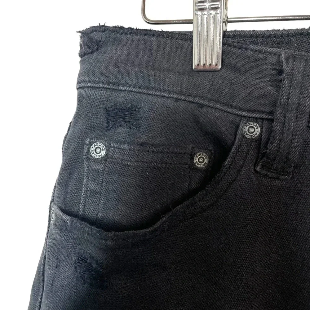 Rolla’s Stinger Slim Distressed Black Cropped Jeans Mens 32